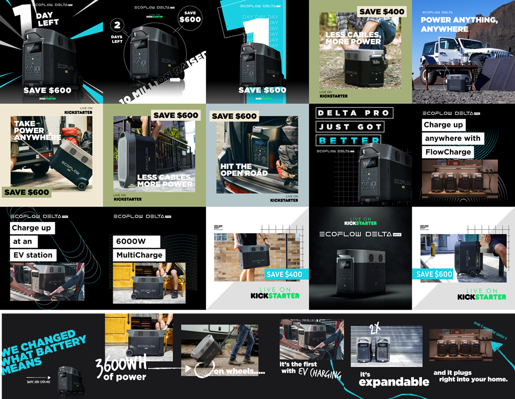 Digital ad assets for the Delta Pro Kickstarter
