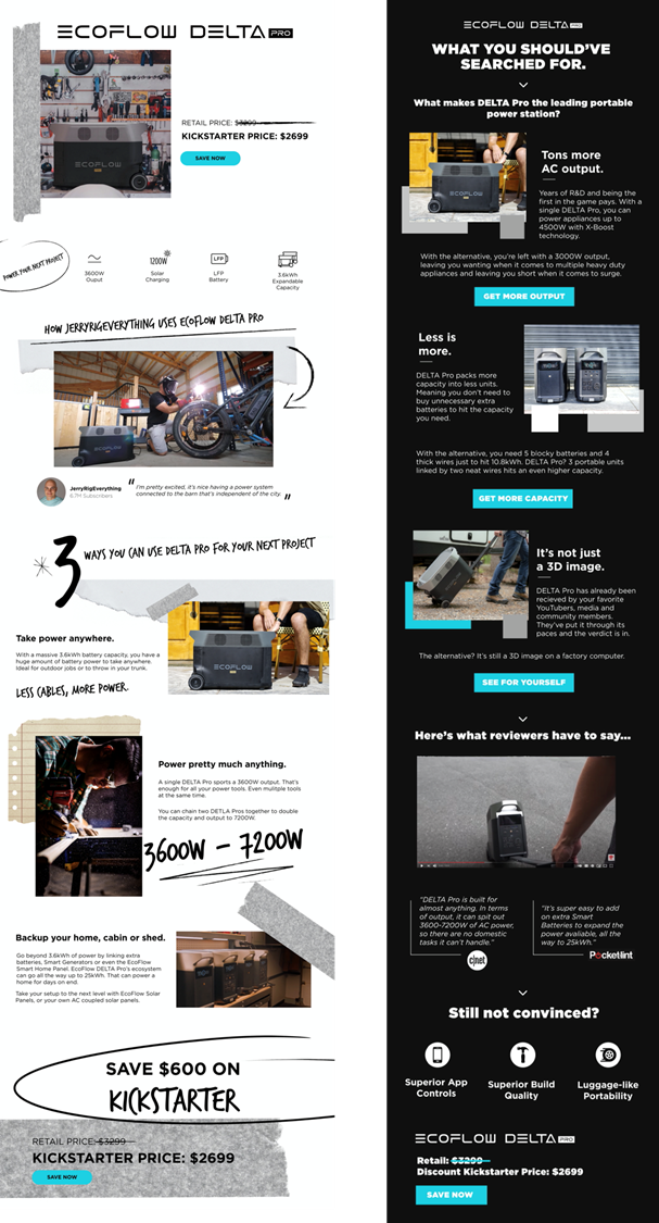 Kickstarter campaign landing pages